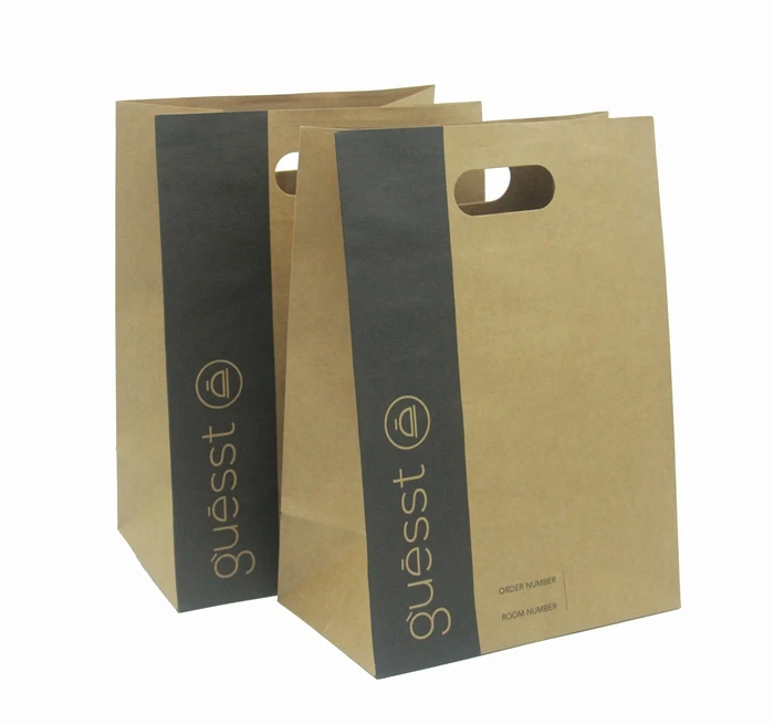 Heavy duty brown kraft paper bag die cut handle