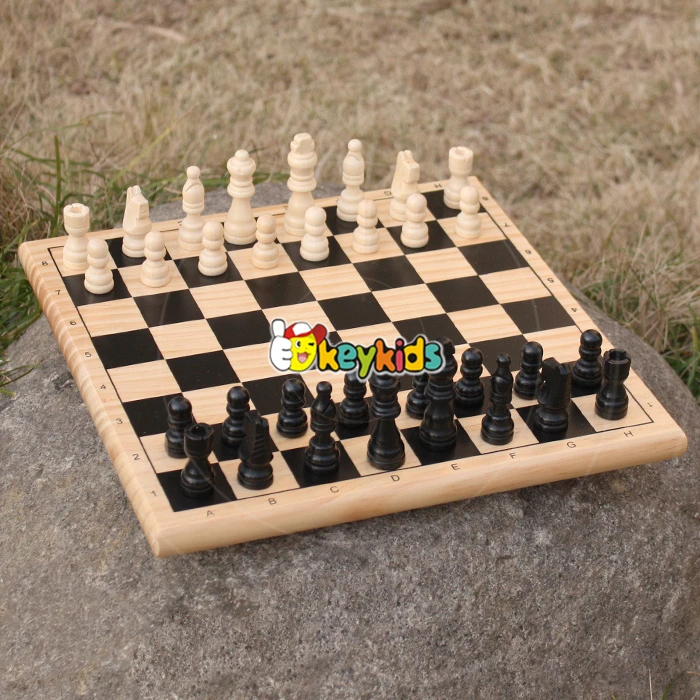 2023 Wholesale cheap kids wooden international high quality children wooden international chess W11A053