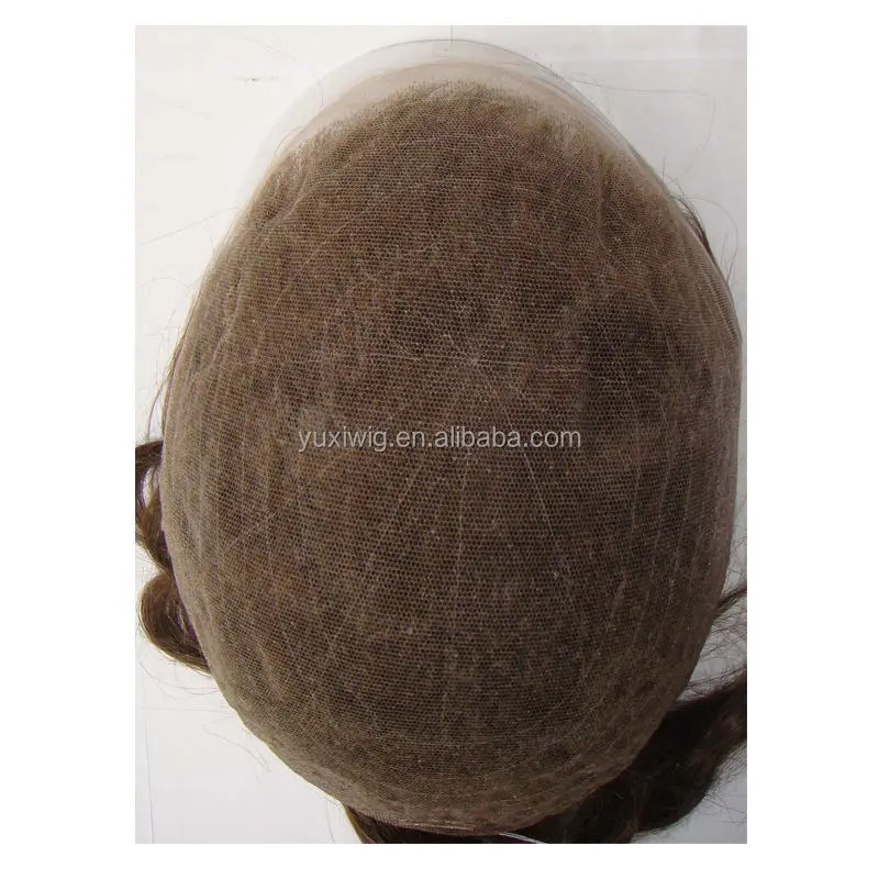 Natural French Lace Remy Toupee Hair Replacement Piece with Perfect Bleach Knot