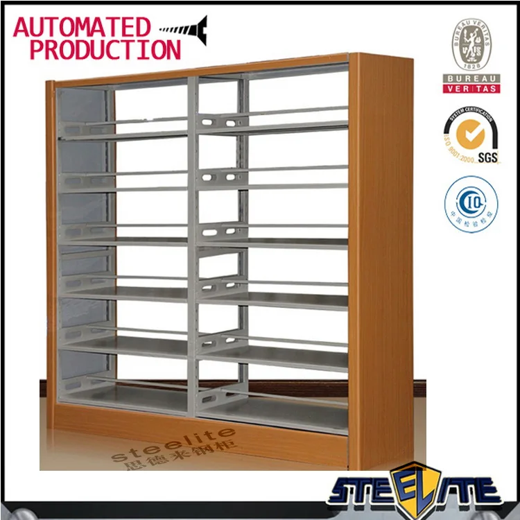 Wholesale factory price Solid wooden stand column wrought iron library bookshelf sale