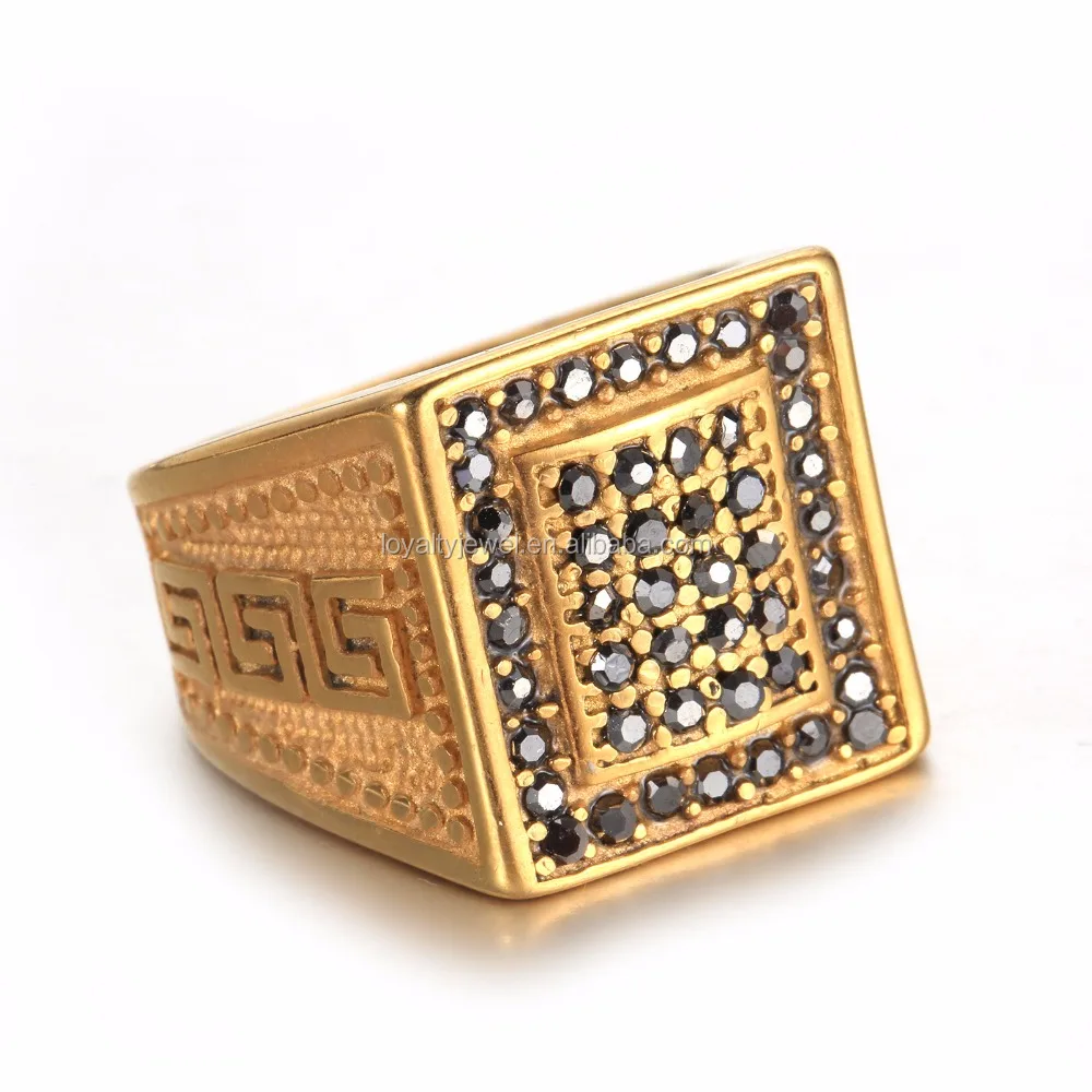 LOYALTY LY2017309 Black Diamond Wedding Ring Luxury Black Stone Men Gold Ring