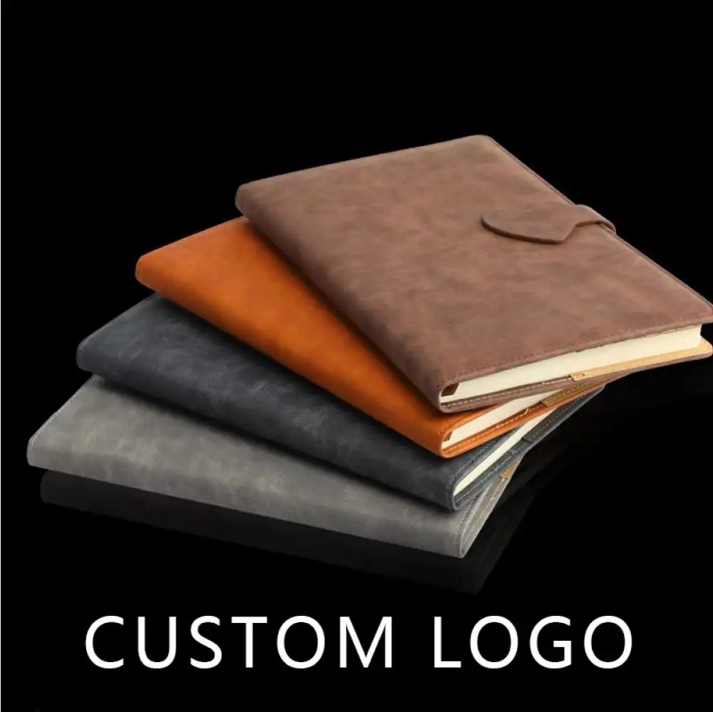 Creative hard cover a5 planner custom logo cheap notepad journal pu leather diary cover Heart-shaped buckle notebook