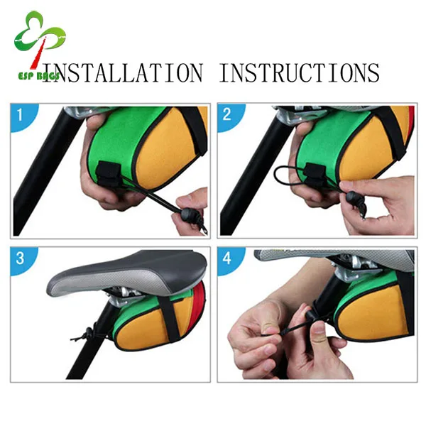 Multicolor easy installation waterproof western mountain bicycle saddle bag, road cycling bike rear bag