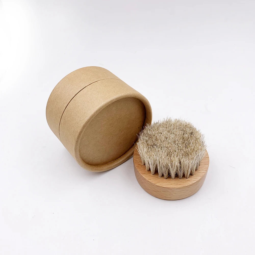 Wholesale bamboo 100% bristles beard brush round