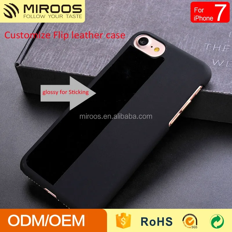 Rubber Coated Hard Plastic Case For iPhone 7 Custom Stick Flip Leather Mobile Phone Case