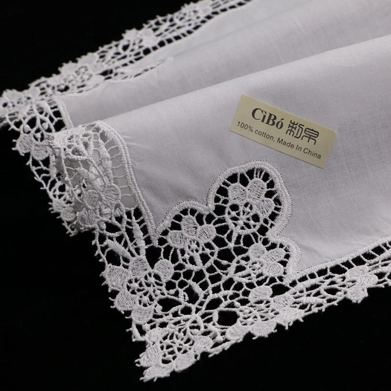 
A002: White premium cotton lace handkerchiefs crochet hankies for women/ladies wedding gift 