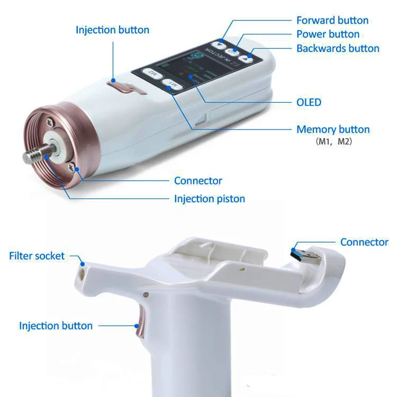 Skin Rejuvenation Feature EZ Vacuum Injection Mesotherapy Gun with 5/9 Pins