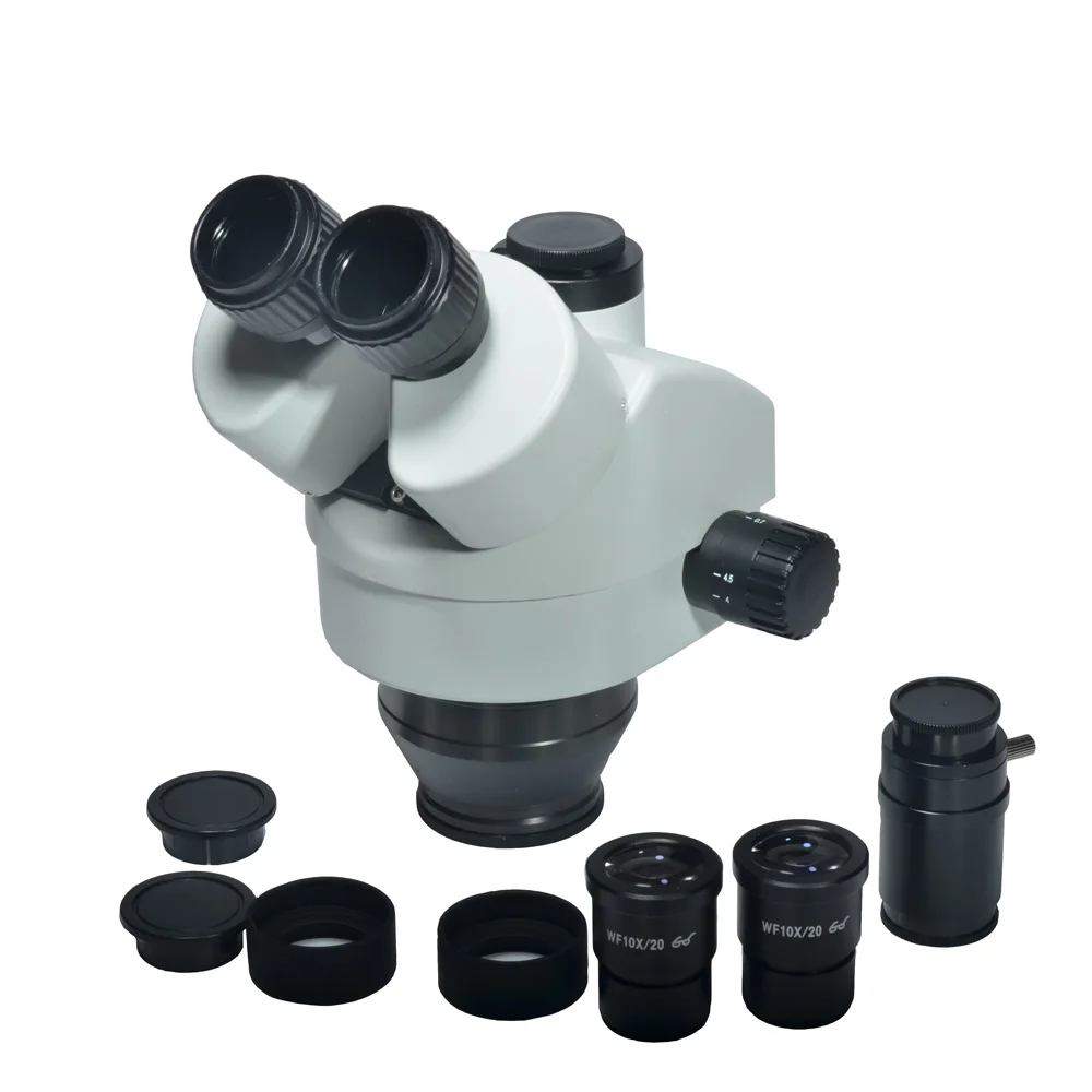 HAYEAR Simul-focal 7X-45X Trinocular Zoom Stereo Microscope Head Simul-focal Industrial Microscope WF10X 20mm Eyepiece Lens