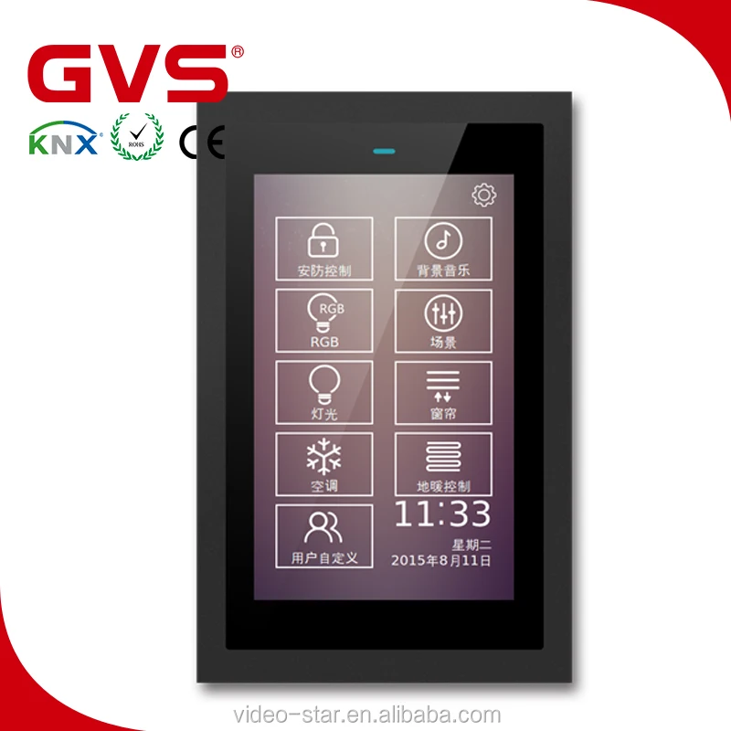 2017 Wholesale Price GVS KNX/EIB K-bus Switch Smart Home Building Automation 5 Inch Touch Panel Black/White/Grey/Silver/Gold