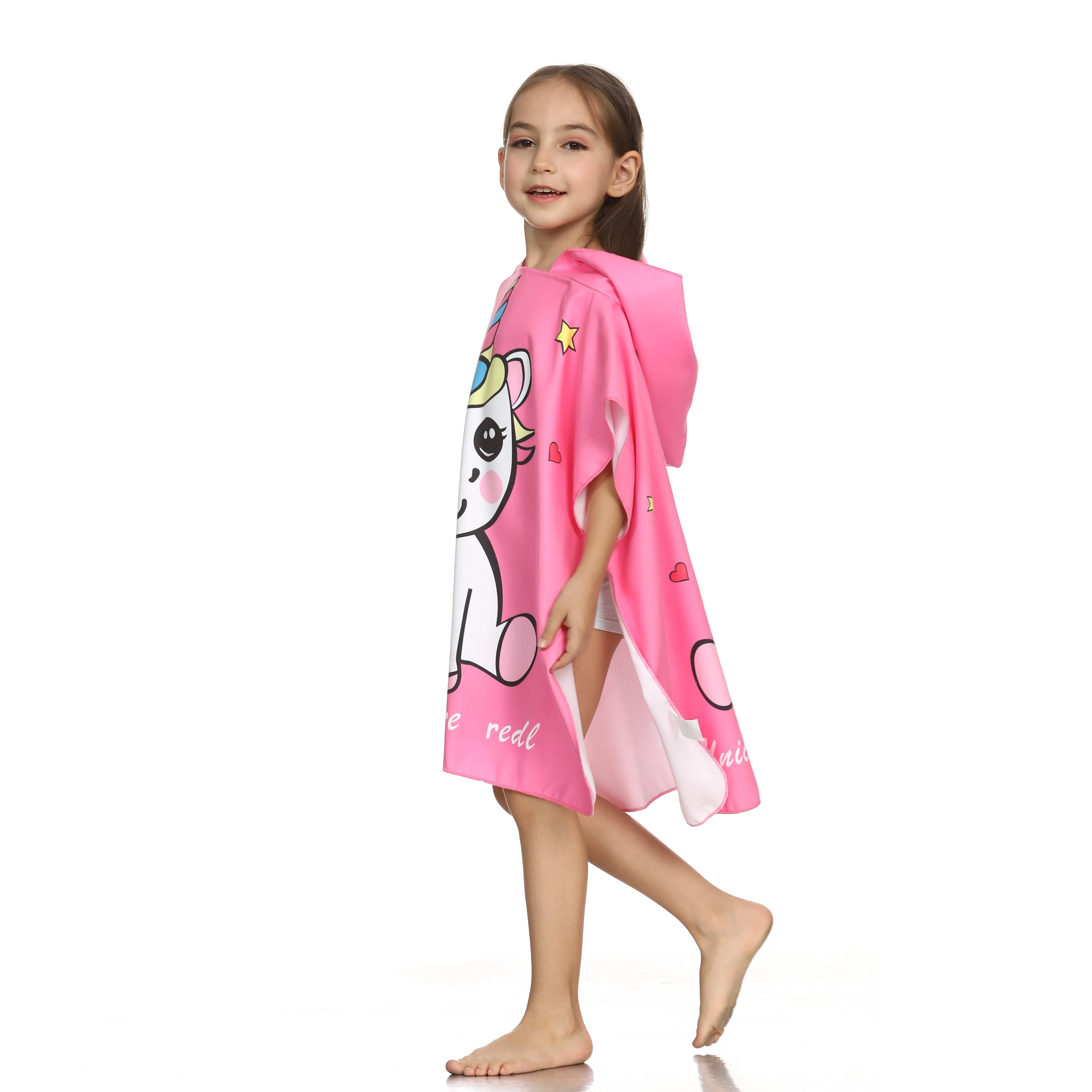 
Zale 2019 High Quality Children Friendly Skin Bath Pink Baby Gift Sets With Bib Unicorn Hood Towel 
