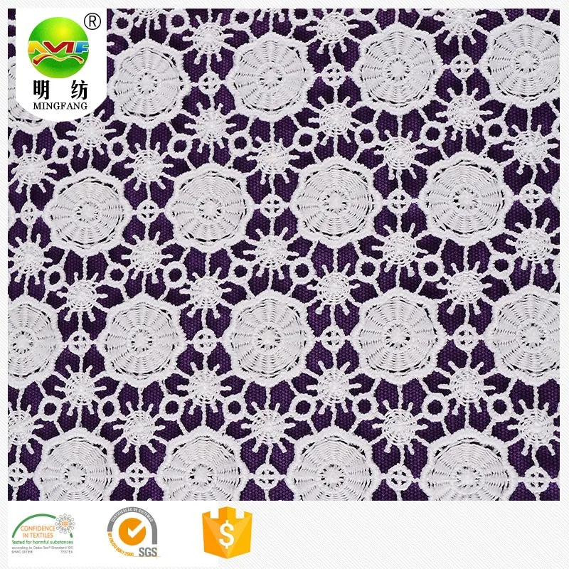 2019 trending products leaf style white 100 cotton textile eyelet embroidery lace fabric