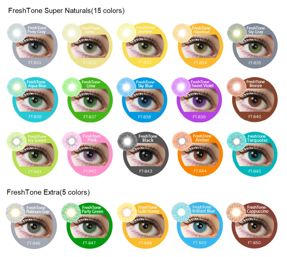 FreshTone Super Naturals 2 tone Sky Gray for Black and Brown eyes wholesale Korea colored contact eye lenses