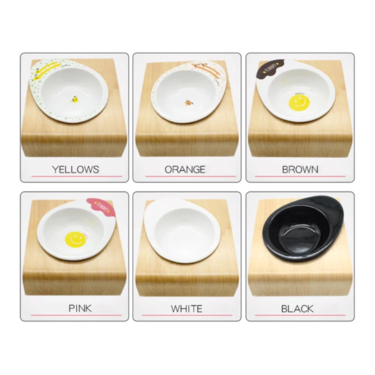 New Arrival Wooden Dining Table Pet Ceramic Bowl Dog And Cat Ceramic Bowl
