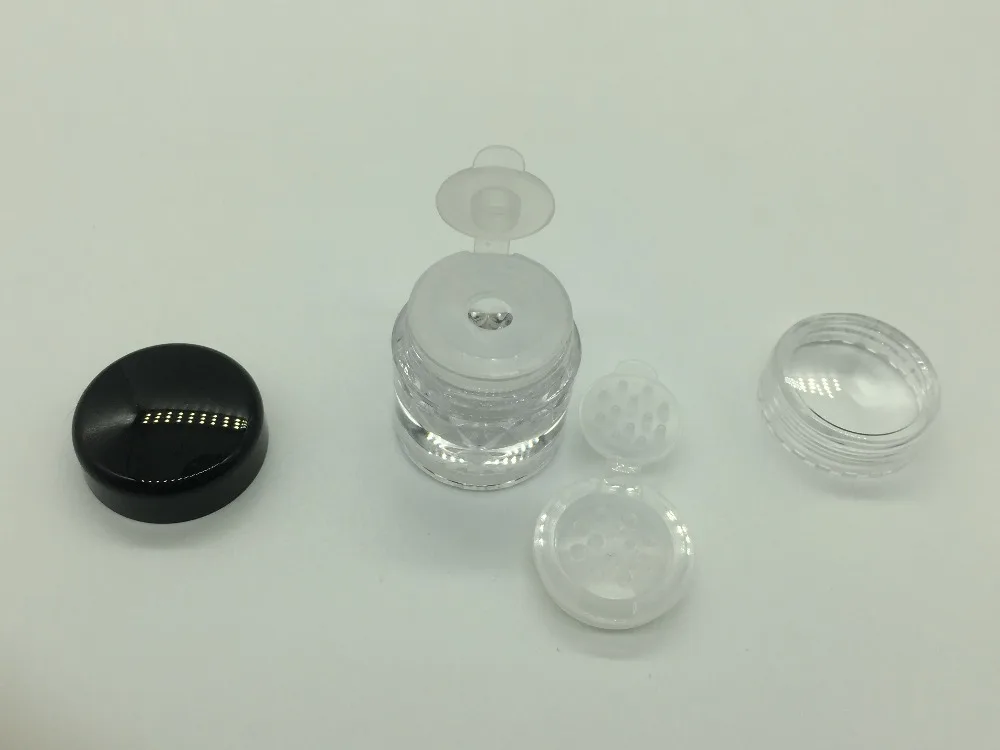  3G loose Powder Jars glitter jar with Sifter Mesh Empty Diy nail container Packing case Black cap diamond