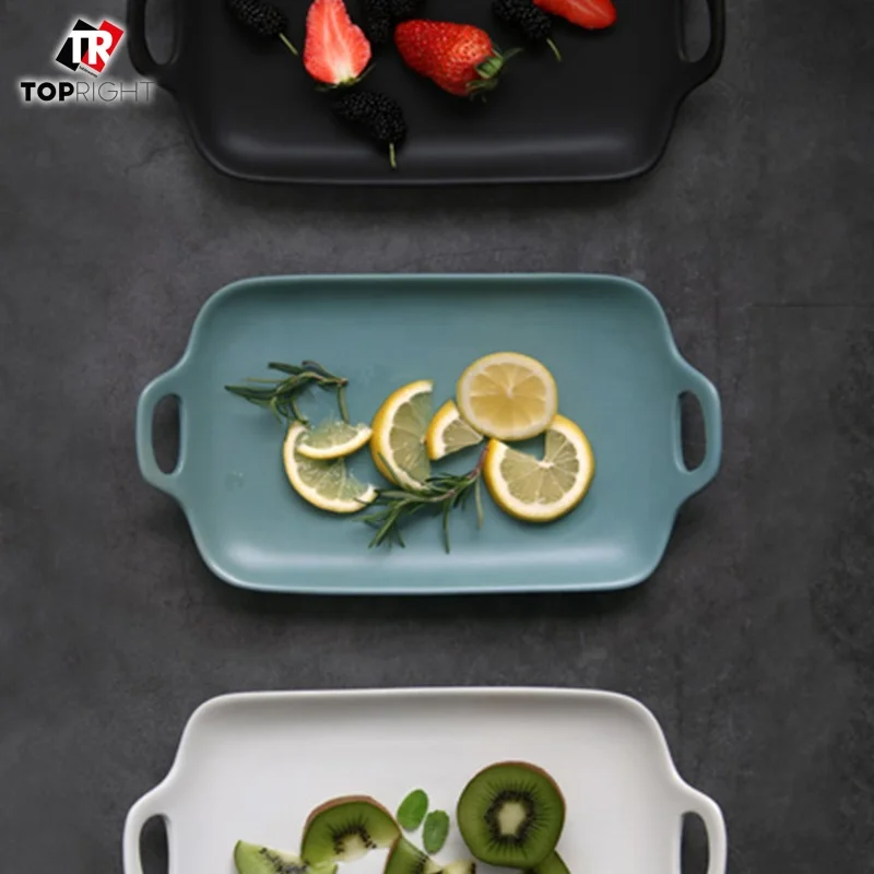 baking dish, Rectangular pan with handles, light blue serving dish