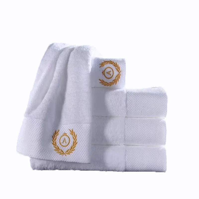 Пляжное банное полотенце для отеля с вышитым логотипом, белые хлопковые махровые банные полотенца