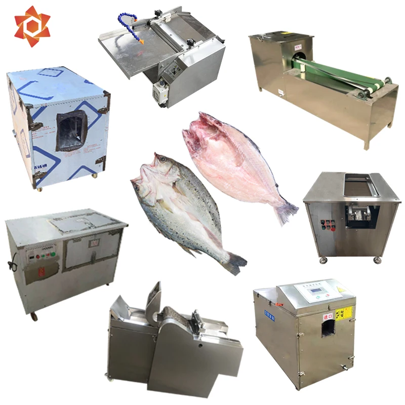 Fish meat skinning fillet kill cutting cleaning fish processing machines