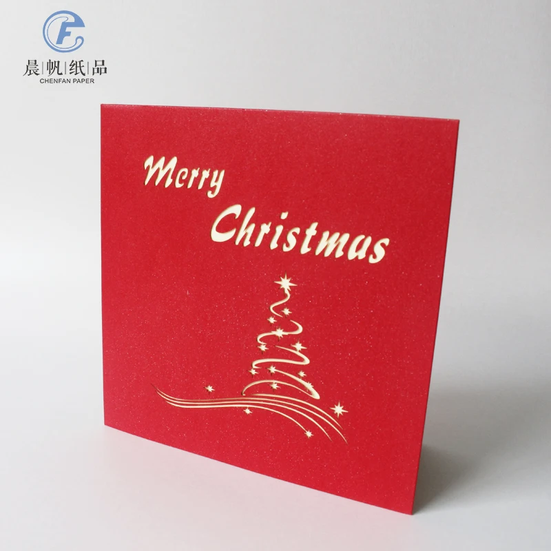 Handmade customized 3D Pop up Merry Christmas Tree Gift Card Greeting Cards