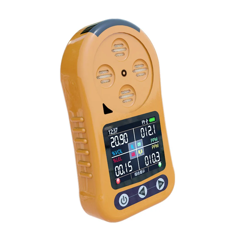 
portable 4in1 gas detector with alarm portable multi gas detector LEL h2s co o2 with LCD 