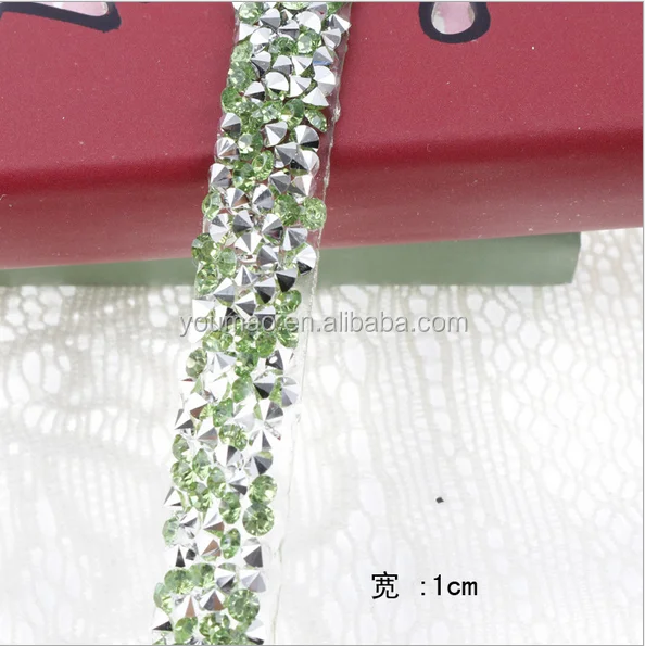 Hot Sale 1cm Crystal Diamond Trim Hotfix Rhinestones Mesh Banding For Sandal Shoes