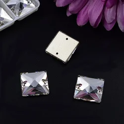 Pyramid sew on crystal rhinestones, square shape sew on glass stones