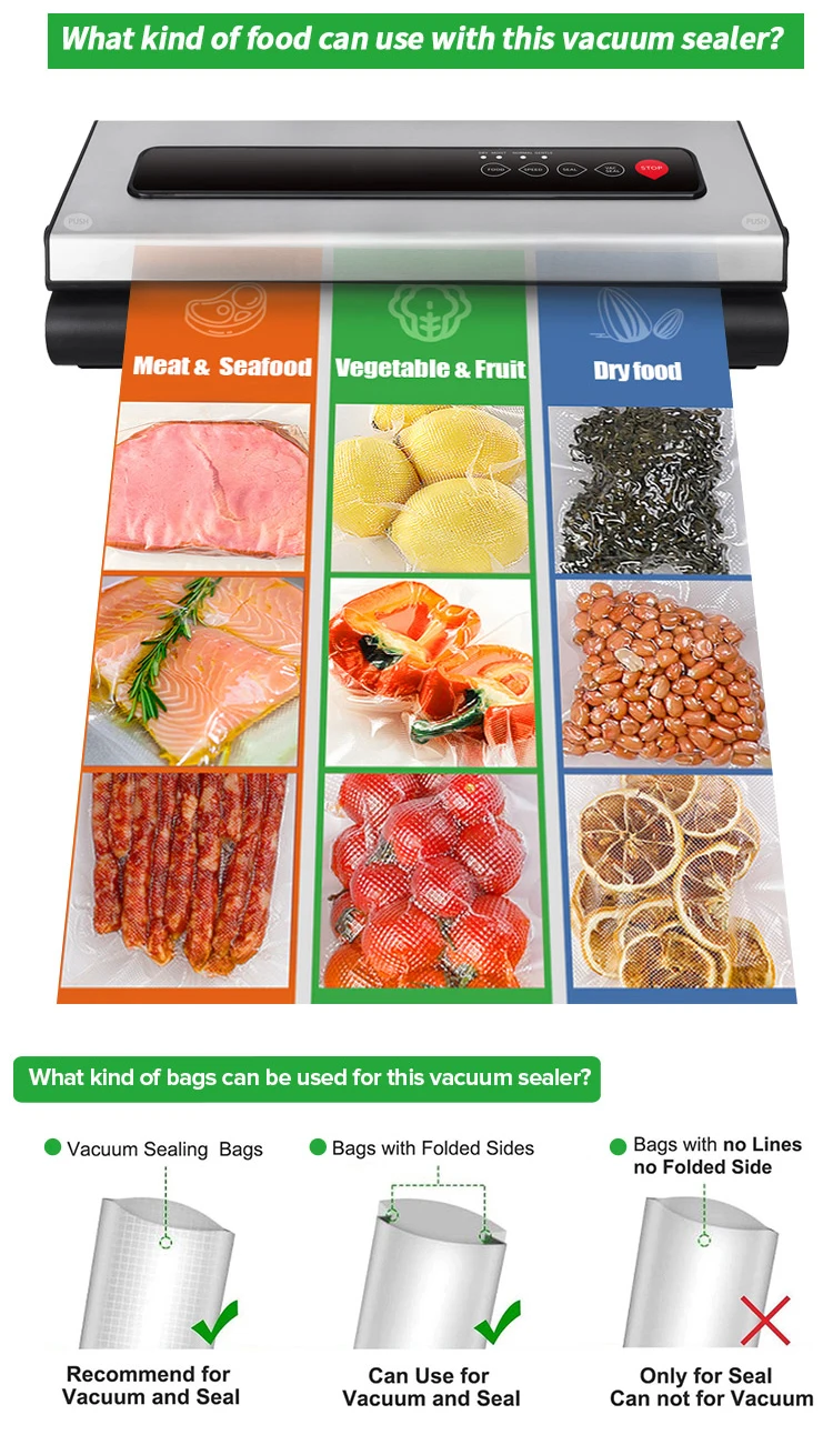 Dual Power Stainless Steel Food Saver Sous Vide Food Vacuum Sealer Outdoor Optimum Equipment