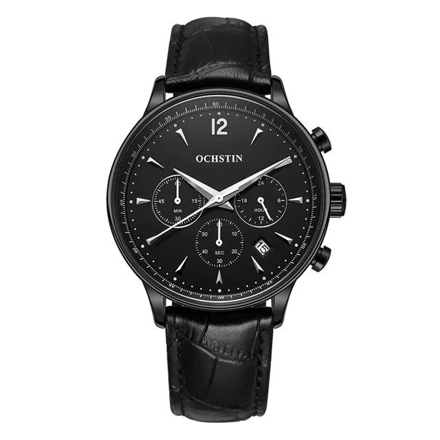 
2017 Mens Top Brand Luxury OCHSTIN Men Military Sport Wrist Watch Chronograph Leather Quartz Ochstin Watch 