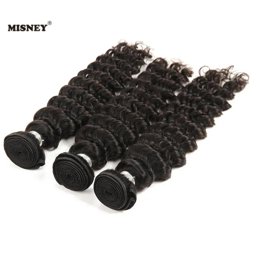
Unprocessed Virgin Brazilian Hair Extensions Three Bundles With 1PCS Lace Closure Deep Wave 