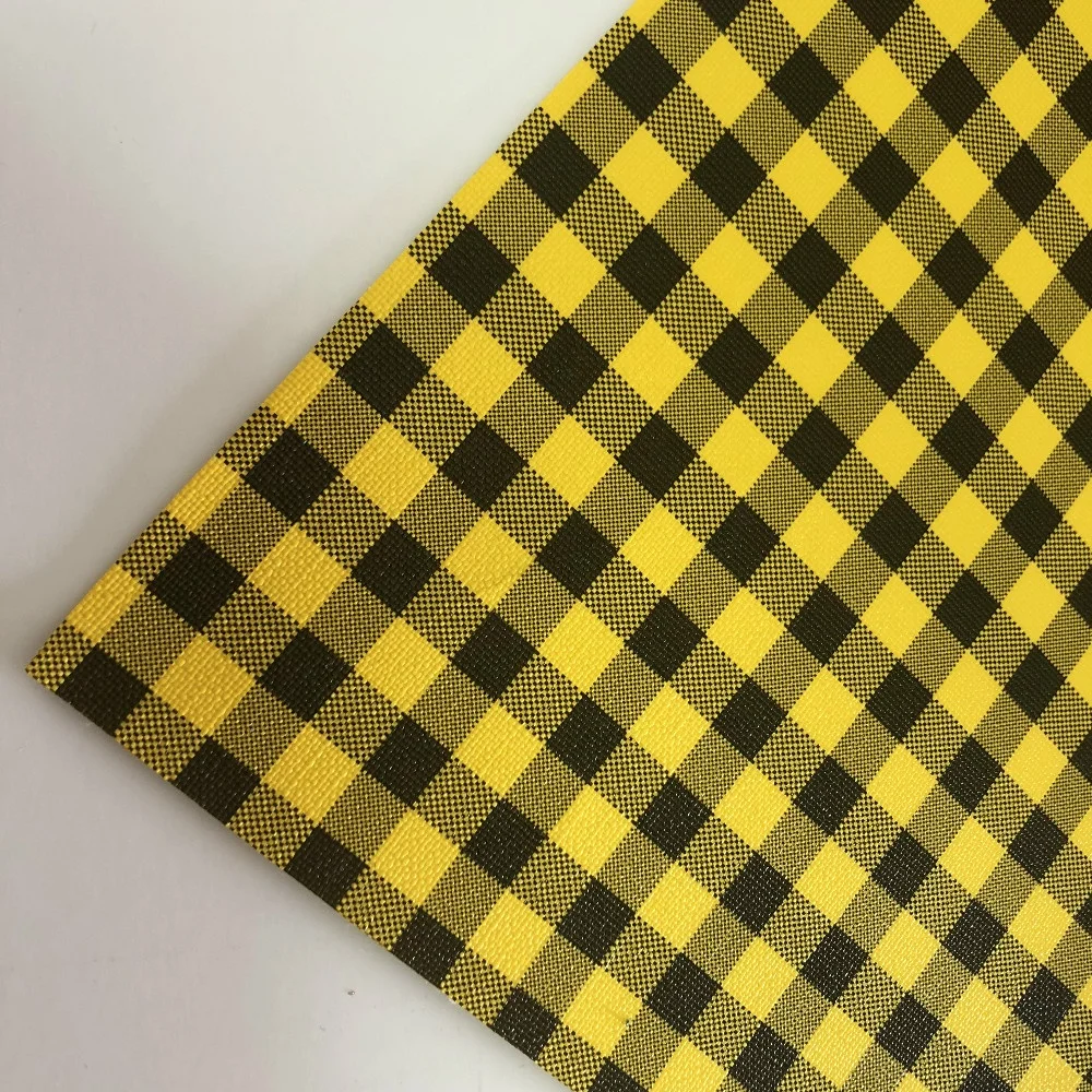 classical wholesale plaid print faux leather sheets for making hairbow