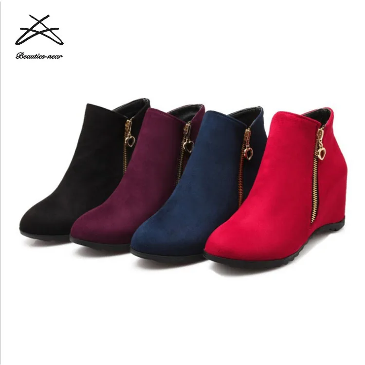 Wedge suede ankle boots leather ankle boots winter boots footwear