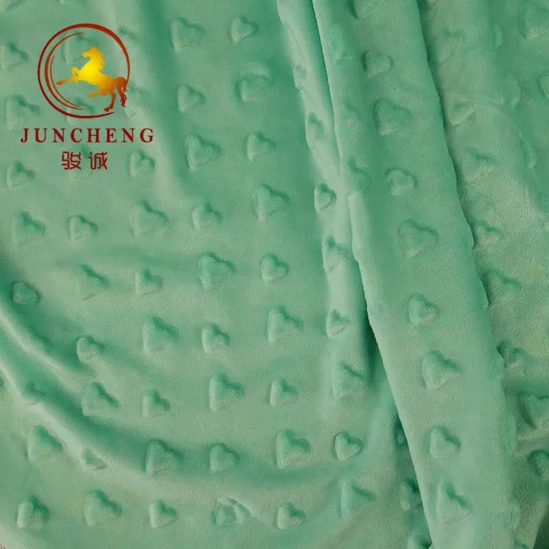 Hot and popular knit soft velvet minky heart shape blanket fabric for baby using