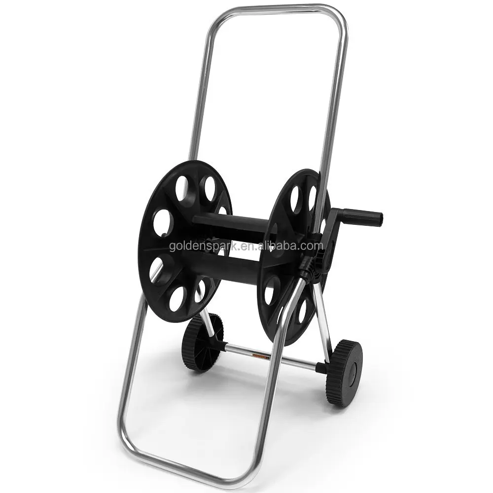 Garden Hose Reel Trolley Cart Store up 60m garden hose with connector