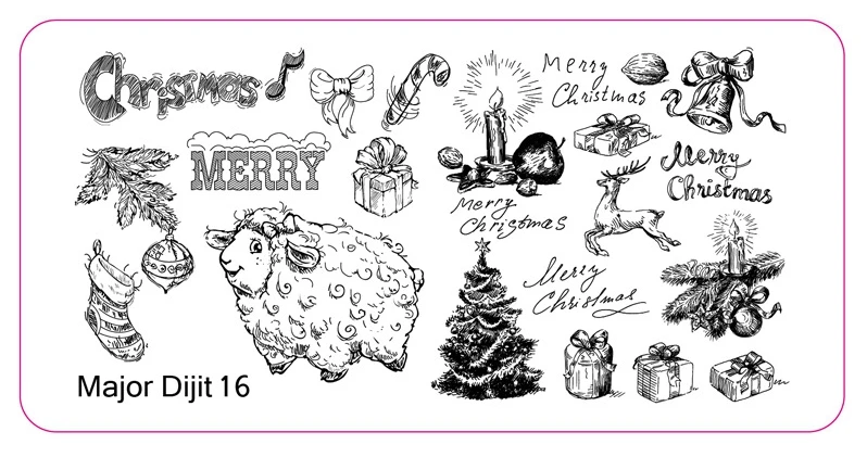 High Quality Major Dijit Series Halloween and Christmas design rectangle metal Nail design stamping plate for nail art