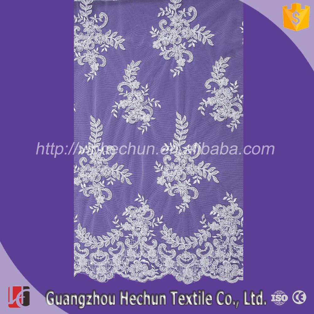 HC-1576 Hechun wholesale sell cheap Embroidery beaded french lace fabric