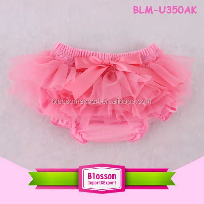 2024 Wholesale chiffon petti ruffle baby bloomer tutu diaper cover 0-6years baby fancy ruffle bloomers