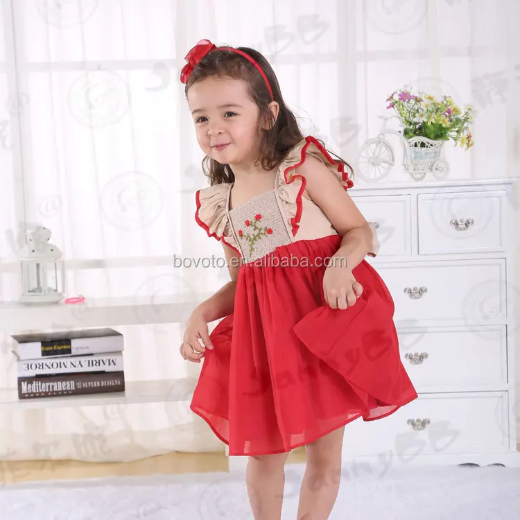 Children girls flower embroidery dress girls princess easter spring frock design dress