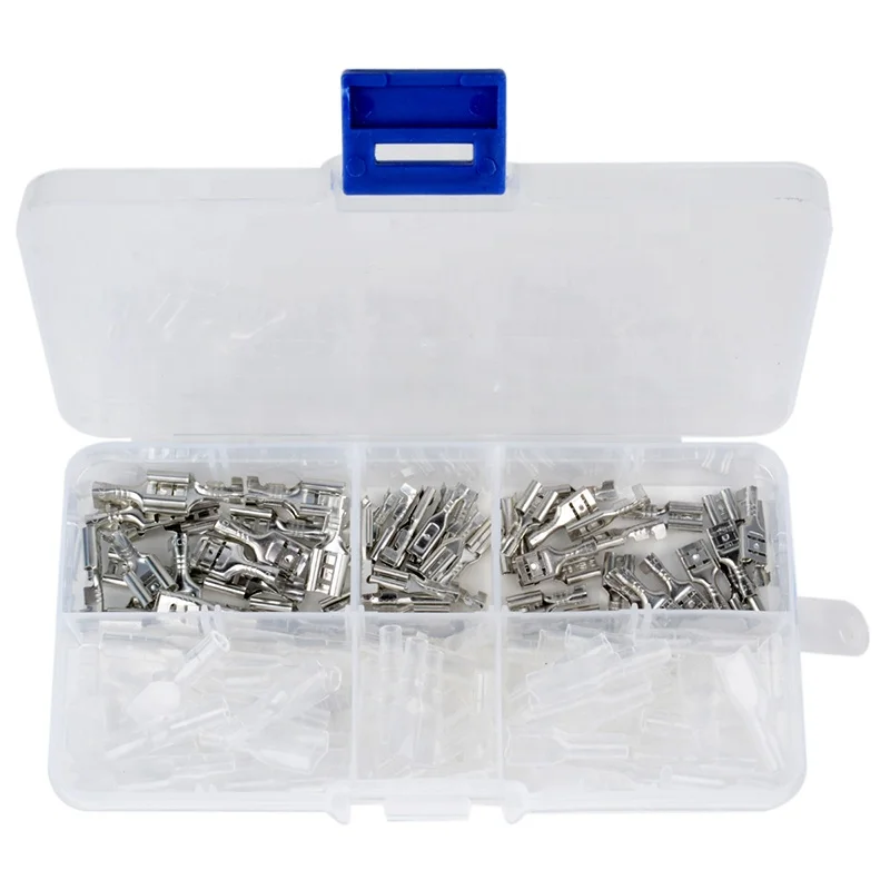 120pcs/Set 2.8mm 4.8mm 6.3mm Female Spade Connectors Crimp Terminals with Insulating Sleeves