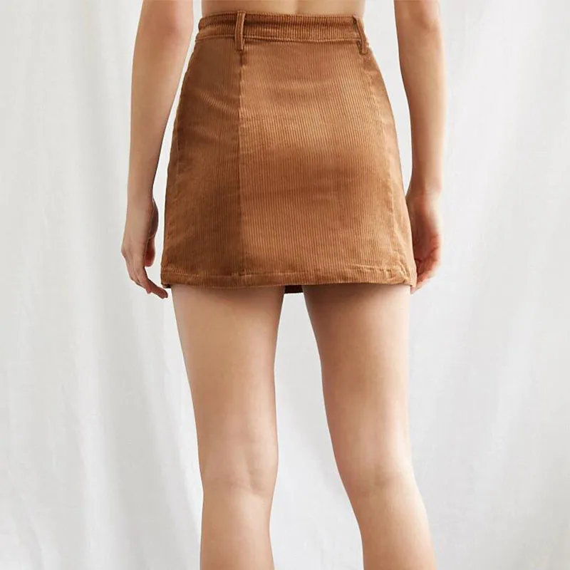 Women Hot Selling New Styles Corduroy Button-Front Mini Skirt