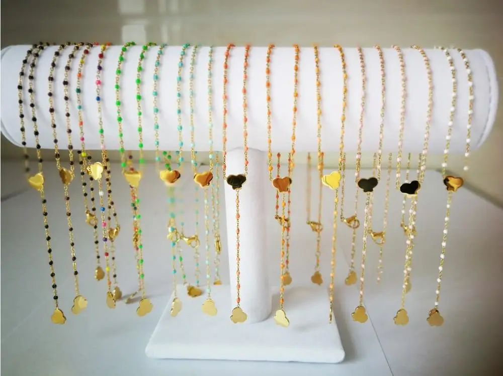 
2020 Butterfly Wholesale Women Epoxy Gold Stainless Steel Colorful Enamel Pendant Necklace 