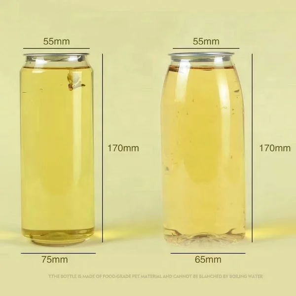 500ml transparent pet cans for boba shops
