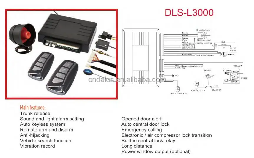 Factory car alarms code alarm security system with PIN code programmable