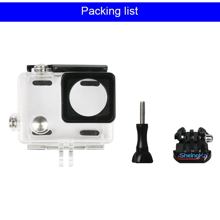 JingYing high quality transparent action camera waterproof go pro 3 4 housing for gopros 3 4