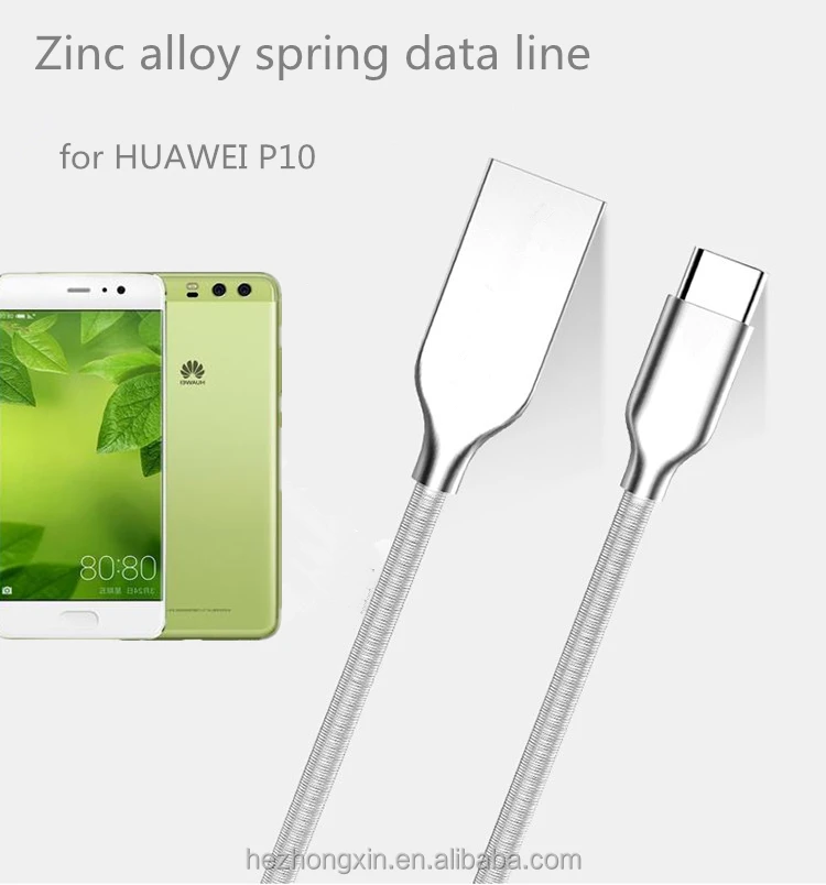 Hot sale Zinc Alloy metal Spring Data Line metal usb type c cable USB C CHARGER CABLE