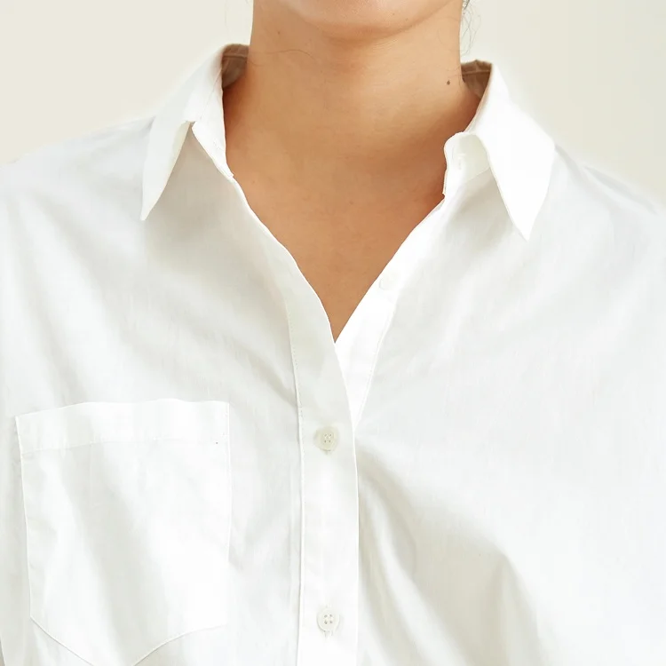 Элегантная Новое поступление Фирменная модная белая дизайнерская Свободная Рубашка удобная женская хлопковая Повседневная Блузка с длинным рукавом