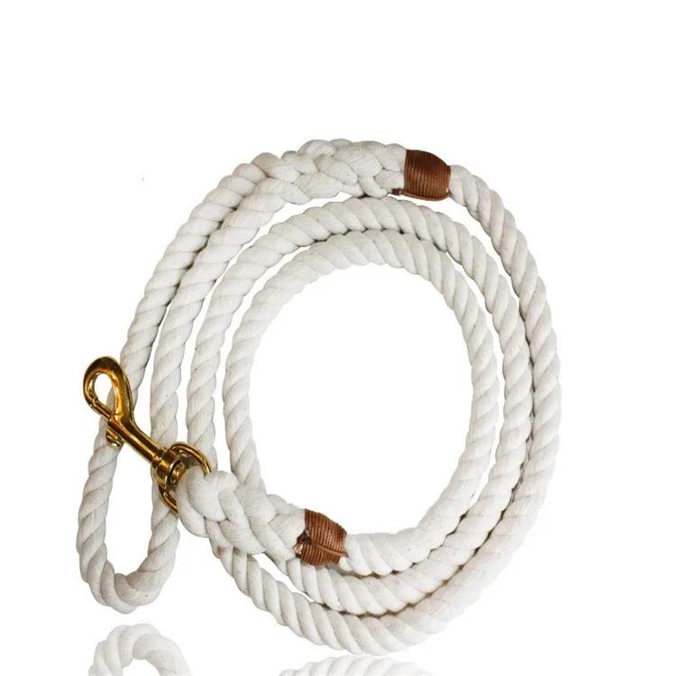 Custom Color high quality new design 100% cotton dog leash With Metal Logo Tag innovative Slip Rope Lead Leash