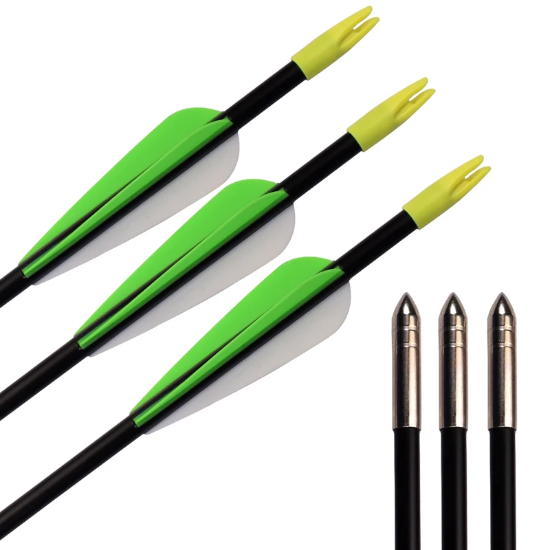 Wholesale Archery steel point TPU vanes fiberglass arrow shafts recurve bow arrow fiberglass shooting