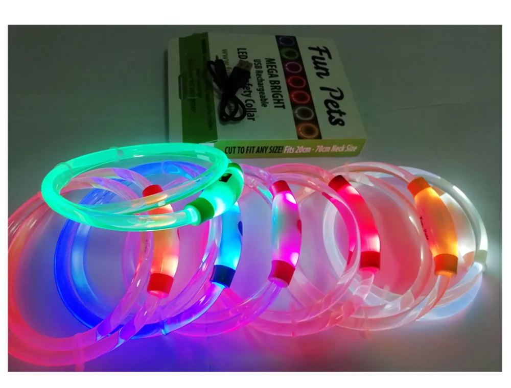 Ultra Bright  USB Rechargeable LED Dog collar with  Safety Led  Collar