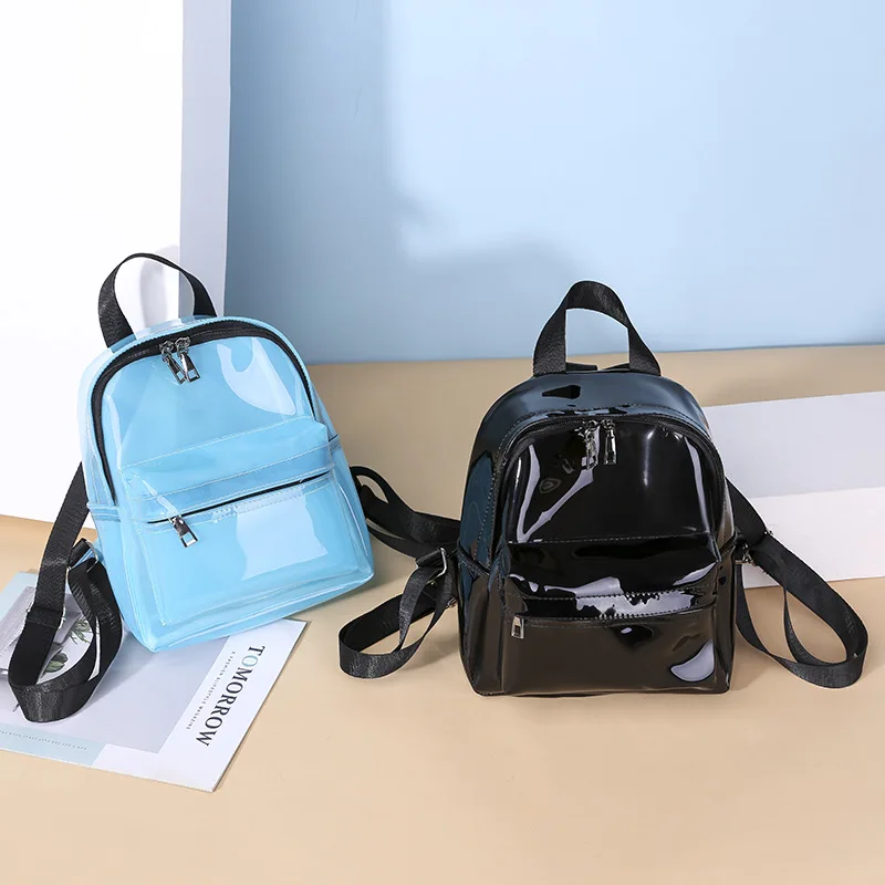 mini female backpack PVC clear student bag 2018 new plastic transparent jelly backpack