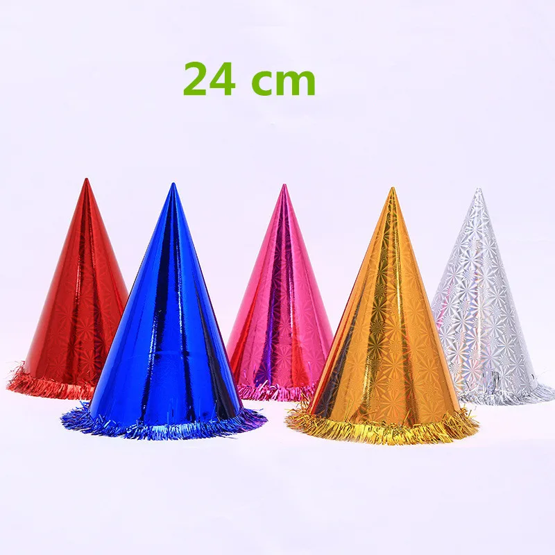 Oempromo 24cm Christmas Laser Lace/fringe,party Cone Birthday Laser Foil Paper Hat