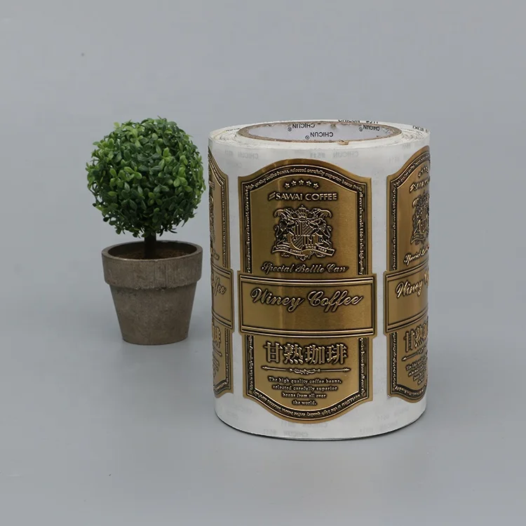 Personalized Embossed Self Adhesive Wine Bottle Label Printed Aluminum Labels